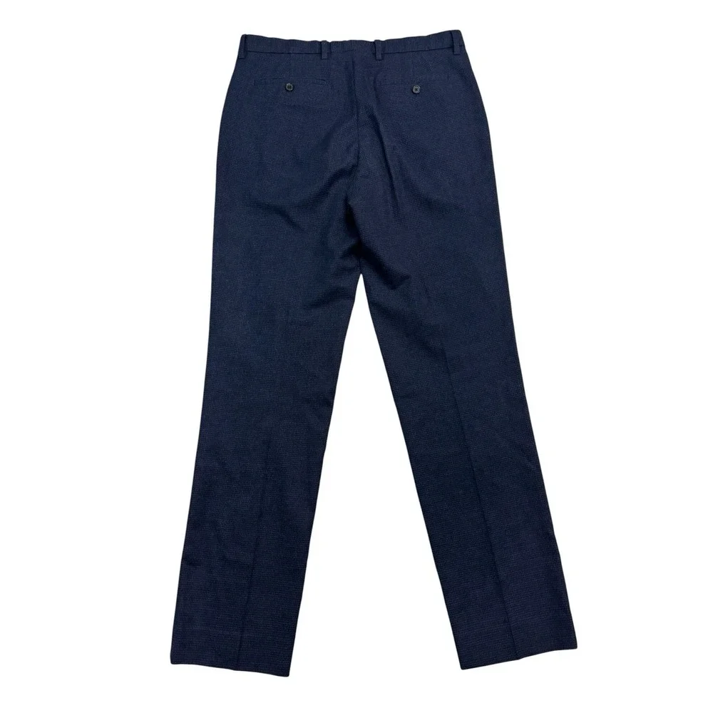 Banana Republic 33x34 Navy Blue Houndstooth Flannel Wool Pants Trousers Slim Fit